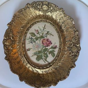 Vintage Romanian Goblen Tableau, Floral
